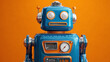 © Thiago - A vintage robot with a friendly appearance, an orange background makes the robot even more eye-catching