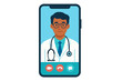 © icon_art - Telehealth video conference for online medical consultation with a doctor on a smartphone