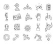 © Sergii Ieromin - Technology set in outline line art for advanced ai mechanisms with circuits processor automation tool and innovative engineering concepts themed robotics communication devices for your projects