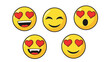 © Elsa - Collection of cheerful and expressive emoji illustrations depicting various states of love, happiness, and adoration with iconic heart eyes and joyful smiles, perfect for digital communication