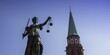 © Walter G. Allgöwer/imageBROKER - Justitia with scales, Justitia Fountain, Fountain of Justice on the Römerberg, behind it the Nikolaikirche, Frankfurt am Main, Hesse, Germany