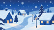 © art88 - Snowfall in the Village Illustrator Artwork Banner Background Design Template