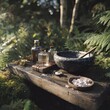 © Woranittha - A tranquil scene depicting a simple beauty ritual surrounded by nature, embodying serenity and self-care.