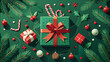 © Debashish - Festive Christmas tree decoration with holiday gifts and gold ornaments creating a cheerful winter season background