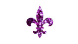 Purple glitter fleur de lis symbol with sparkling sequin texture on transparency background, elegant and festive design for celebration, decoration, or digital art projects
