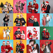 © New Africa - Merry Christmas and Happy New Year! Lovely couples on colorful backgrounds, collage