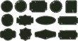 © JOLY - Set of vintage distressed grungy blank labels and badges in various shapes, ideal for retro design elements. Vector