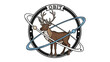 © Karima - Symbolic Reindeer: A reindeer standing confidently inside a circular emblem, its antlers reaching high, and its form framed by orbital rings, this image symbolizes ambition, knowledge, and enterprise.