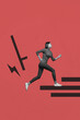 © deagreez - 3D collage trend artwork composite sketch poster of young lady run aim pressure crime victim harassment problem electric bolt stick