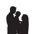 © Png Art - Silhouette of a family including mother father and child representing love and togetherness isolated on white background