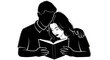 © Ahmad - A couple reading a book together in black and white with the man's face obscured in shadow silhouette