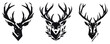 © Luka - Deer stag head logo mascot collection, wild animal antlers silhouette vector illustration set