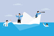© Creativa Images - Business Leadership and Strategy: Navigating Risk in a Paper Boat 2d flat vector illustration