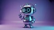 © Mudassir - Cute robot with raised index finger offering a helpful suggestion in a modern, futuristic style with a gleaming metal finish and vibrant neon accents