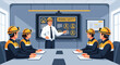 © mesron - Engaging mining safety briefing in a modern meeting space with attentive audience