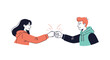 © Norman - A friendly boy and girl are shown from the waist up giving each other a supportive and celebratory fist bump.