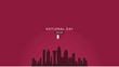 © AdyZakaria - Minimalist Qatar National Day Skyline Background with Maroon Gradient and Silhouette Buildings for Celebration Banner and Poster Design