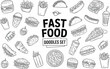 © Nurnabi - Hand Drawn Fast Food Doodles Set burger hamburger