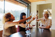 © BONNINSTUDIO/Stocksy - Diverse women friends toasting wine during tasting at winery