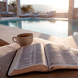 © Cinematic Presence  - reading bible by the pool