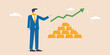 © MituRani - Businessman presenting a growing chart with gold bars and upward trend
