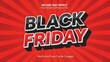 © MSTHIRAMONY - Vector text effect for black friday sale promotion with bold 3d typography on a vibrant red sunburst background, perfect for holiday shopping advertisement