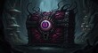 © the last of art - A chest that seems to be made of shifting, dark matter and unidentifiable organic components, with a single, large, unblinking eye that is the lock