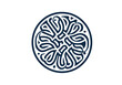 © OSTI - Navy Blue Circular Arabic Calligraphy Design on White Background.