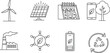 © Akaza - Eco energy icon set featuring renewable power symbols, solar panels, wind turbines, hydropower, recycling, green battery, sustainable technology design for environmental conservation themes