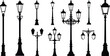© rayhan039 - Collection of vintage and modern street lamp silhouettes on white background lamp post lamppost