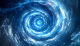 青い渦巻きの中心に吸い込まれる螺旋状の抽象背景