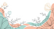 © Chloe - An elegant and modern background design with delicate floral line art and abstract pastel pink and blue shapes in the corners.