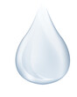 © Yakub Dhali - A photorealistic graphic of a single, pure water droplet isolated on a white background.