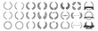 © Pavlo - Laurel wreath award collection, classic victory frames with stars and branches, premium selection emblem design set illustration on transparent background