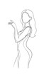 © Shabuj - Woman in dress reaching out line art drawing