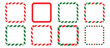 © SumonIslam - Christmas candy cane stripe border set, red and green square frames designed for holiday cards, festive banners, winter decoration projects,