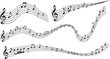 © MdRasel - Collection of abstract wavy musical note staves, a vector graphic set of flowing melody and rhythm symbols for creative design projects