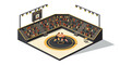 © Ophelia - Isometric wrestling arena scene with spectators and lighting