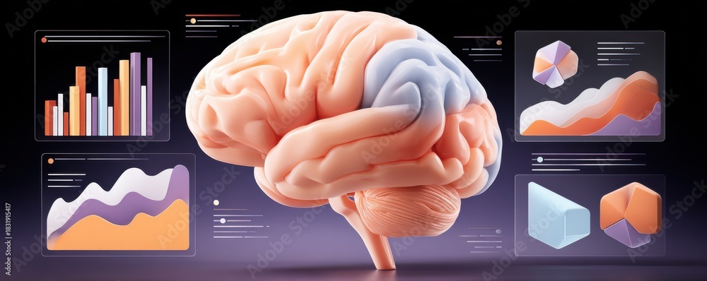 Brain with data charts and graphs: a visualization of analytics ...