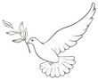 © Олександр Лисак - Dove flying with olive branch, peace symbol concept, avian illustration, winged bird drawing