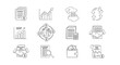 © Maureen - Linear financial icons set with payment, gdp, and tax analytics graphics