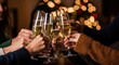 © DesignAIPro - Friends clinking champagne glasses in celebration