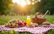 © Layla - Summer picnic, vibrant colors, joyful scenes, cozy setting, inviting. High quality