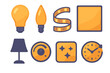 © Mark - Bright and playful collection of yellow decorative icons showcasing lighting, shapes, and time-related elements