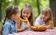 © Scott - Kids enjoying churros and chocolate at a summer picnic. High quality