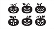 © ARIF ABSAR APON - Solid Halloween pumpkin silhouette icon collection featuring various carved jack-o'-lantern faces with expressive spooky designs.