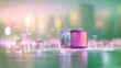 © wiston - An abstract image featuring several transparent, glowing cubes floating in a soft, dreamy environment with bokeh lights and a reflective surface.