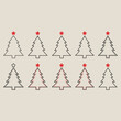 © Jaman_Visual - Ten Christmas Trees with Red Stars, Some with Red Outlines silhouette
