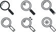 © vadymstock - A set of six magnifying glass icons in black outline vector style, suitable for web design and user interface projects
