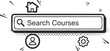 © vadymstock - A search bar for courses with home and user icons in a minimalist vector style, ideal for educational platforms and websites